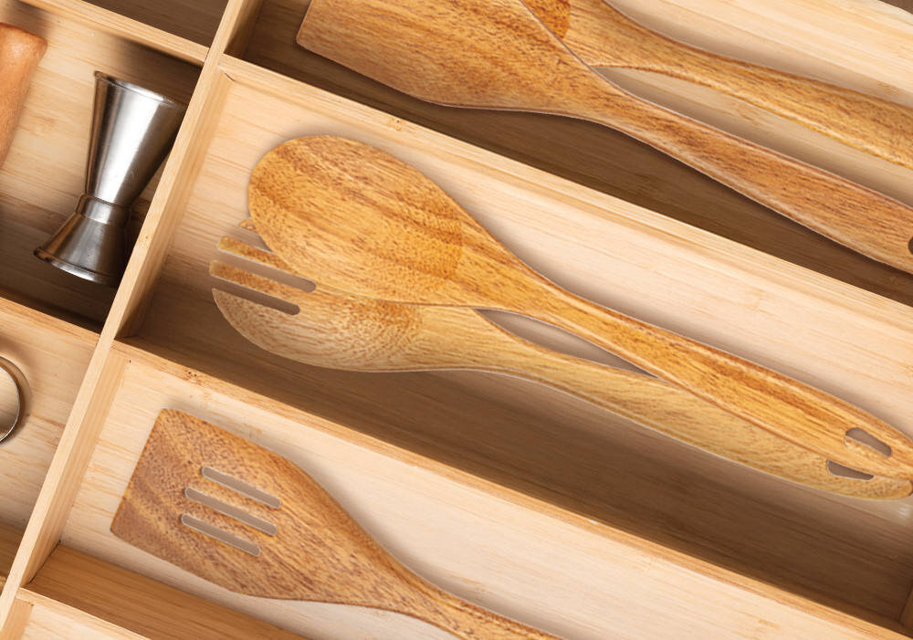 Zestaw przyborów kuchennych SMILE SAK-7 (5 elementów) jakość natura drewno akacjowe Naturalne piękno drewna