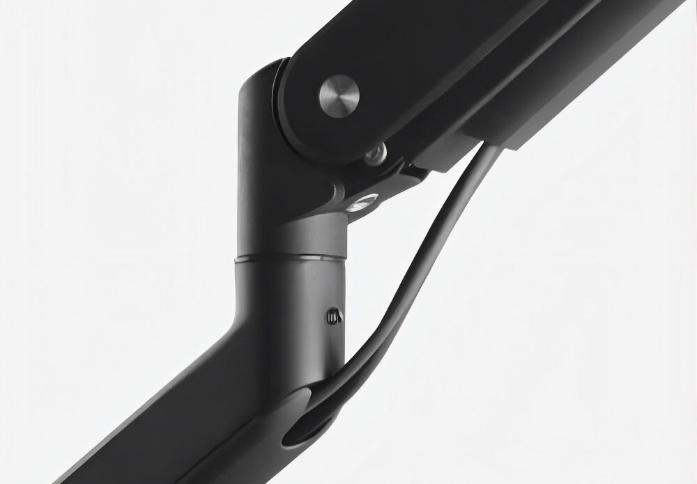 Uchwyt do monitora ONE FOR ALL DM4110 13-35 cali Czarny zbliżenie na system prowadzenia przewodów ukrywanie kabli, porządek na biurku, system prowadzenia przewodów, estetyka pracy