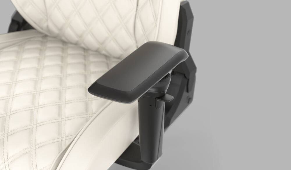 Fotel CORSAIR TC500 Luxe Kremowy ergonomiczne podłokietniki z technologią Omniflex umożliwiającą dostosowanie ustawienia podłokietników w czterech kierunkach góra-dół, przód-tył,
na boki oraz pod kątem możliwość szybkiego i precyzyjnego dopasowania