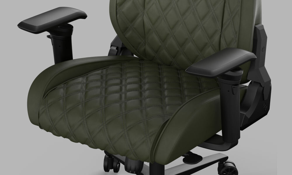 Fotel CORSAIR TC500 Luxe Ciemnozielony siedzisko na siwym tle fotel zaprojektowany z myślą o wygodzie użytkowników o różnej budowie ciała szerokie siedzisko o wymiarach ok. 59 x 50 cm regulowana wysokość siedziska od 42 do 52 cm
fotel jest dobrym wyborem dla osób o wzroście ok. 188 cm siedzisko zostało wypełnione wyprofilowaną pianką fotel oferuje ergonomiczne wsparcie pleców