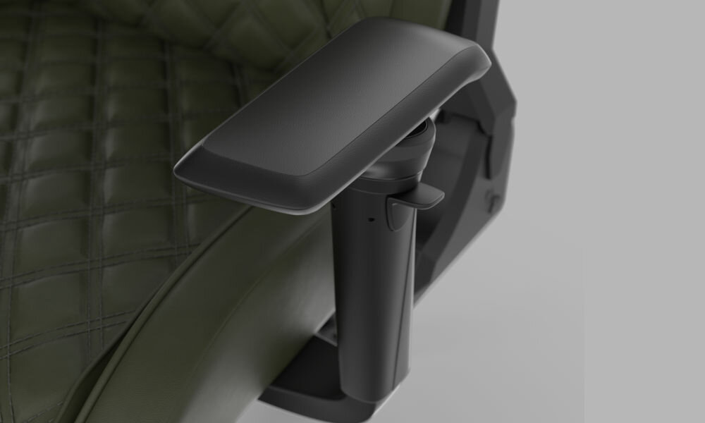 Fotel CORSAIR TC500 Luxe Ciemnozielony ergonomiczne podłokietniki z technologią Omniflex umożliwiającą dostosowanie ustawienia podłokietników w czterech kierunkach góra-dół, przód-tył,
na boki oraz pod kątem możliwość szybkiego i precyzyjnego dopasowania