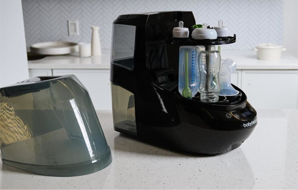 Sterylizator BABY BREZZA Bottle Washer Pro Czarno-biały Przemyślana pojemność  do czterech butelek dodatkowe akcesoria ułatwienie elementy