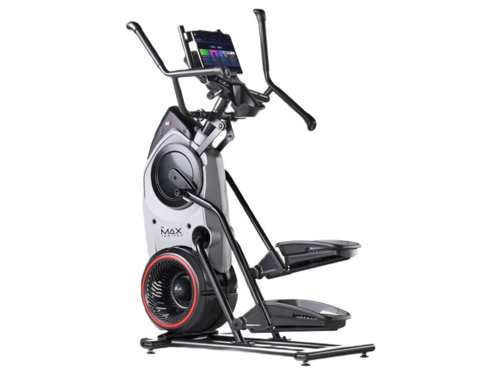 Orbitrek magnetyczno-powietrzny BOWFLEX M6i Max Trainer urządzenie na białym tle widoczne od tyłu po skoscie intensywny trening ćwiczenie dolnych i górnych partii ciała magnetyczny i powietrzny system oporu wspomaga spalanie kalorii poprawia wydolność organizmu wzmacnia mięśnie