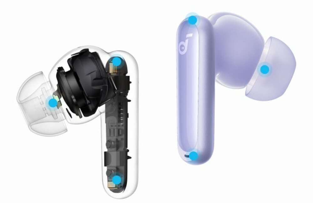 Słuchawki dokanałowe SOUNDCORE P40i ANC AI rozmowy 6 mikrofonów wyraźny głos, słuchawki dokanałowe na białym tle