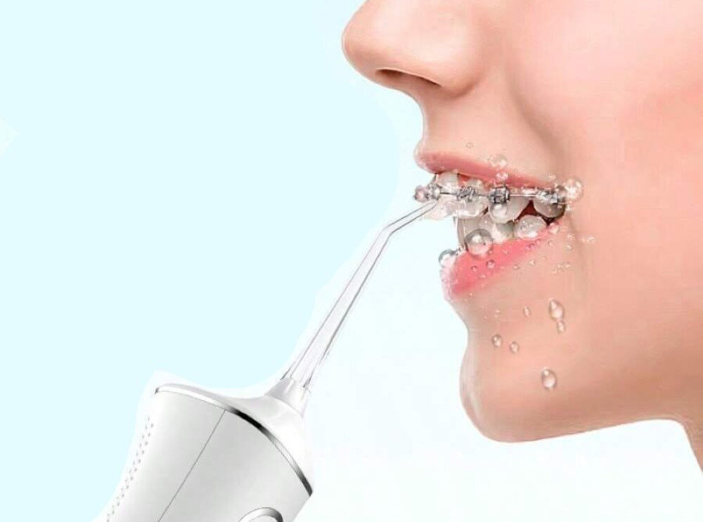 Irygator EXTRALINK Smartlife Intelligent Water Flosser L8 Biały design tło prezentacja wizualizacja