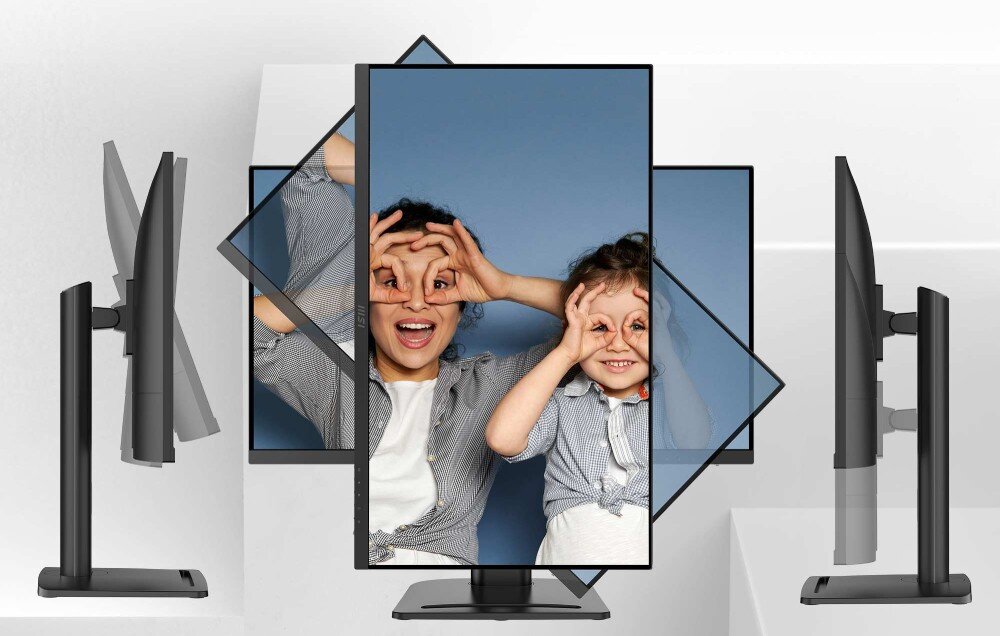 Monitor MSI Pro MP273QP E2 27 2560x1440px IPS 100Hz 1 ms [MPRT] podstawa regulacja położenie ergonomia