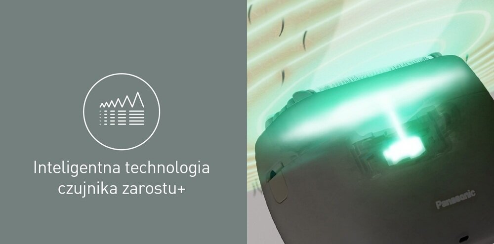 Golarka PANASONIC ES-PV3B-K803 Na mokro i sucho wbudowany czujnik gęstości zarostu, dopasowanie intensywnoścu cięcia, skuteczne golenie, bez ryzyka podrażnień