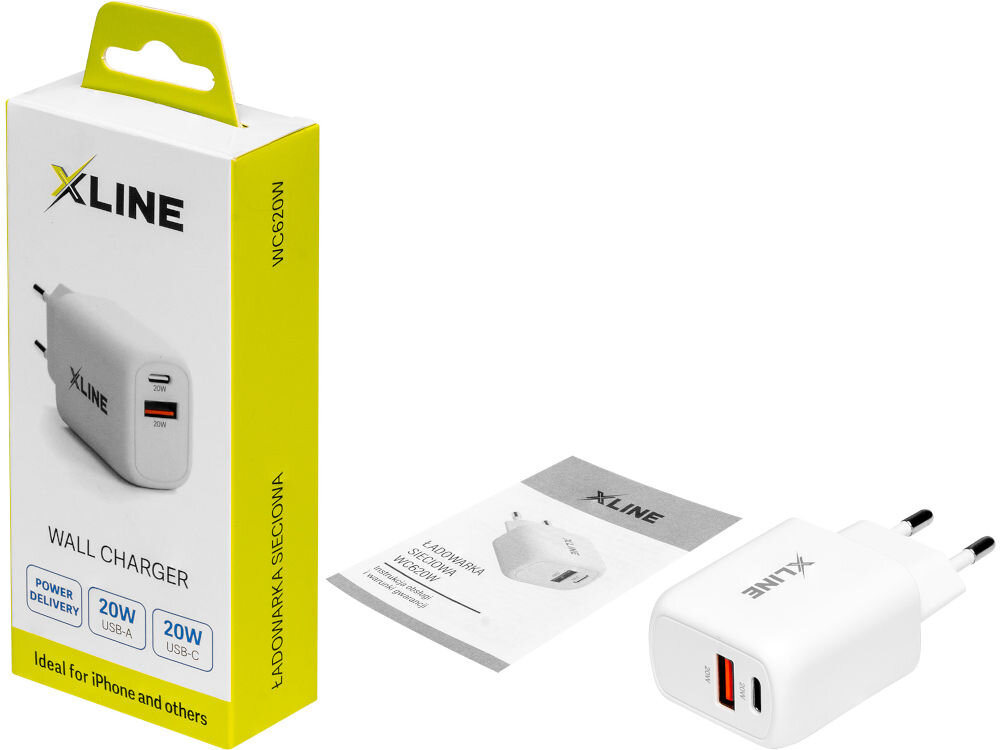 Ładowarka sieciowa X-LINE WC620W 20W+20W Biały zestaw