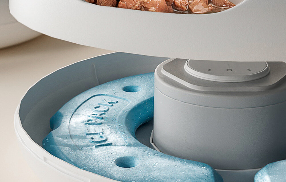 Dozownik karmy automatyczny ROJECO 6 Meals Automatic Cat Feeder with 2 Ice Packs Inteligentny dozownik karmy Rojeco 2 wkładki chłodzące świeżość 24 godziny temperatura 0°C