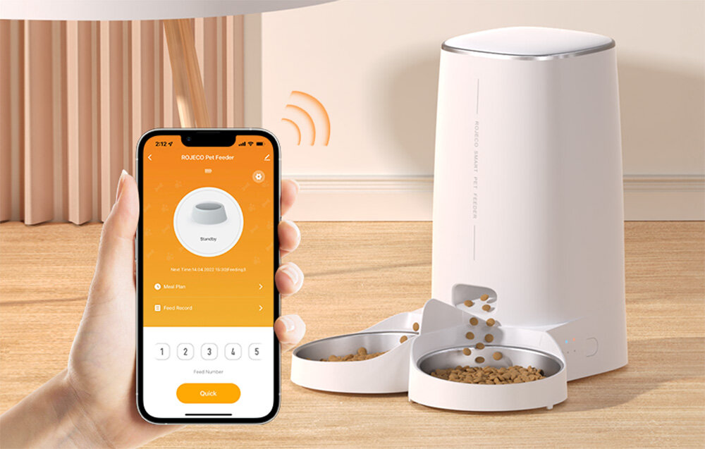 Automatyczny dozownik karmy ROJECO Button 4L demontaż czyszczenie dwie miski zestaw