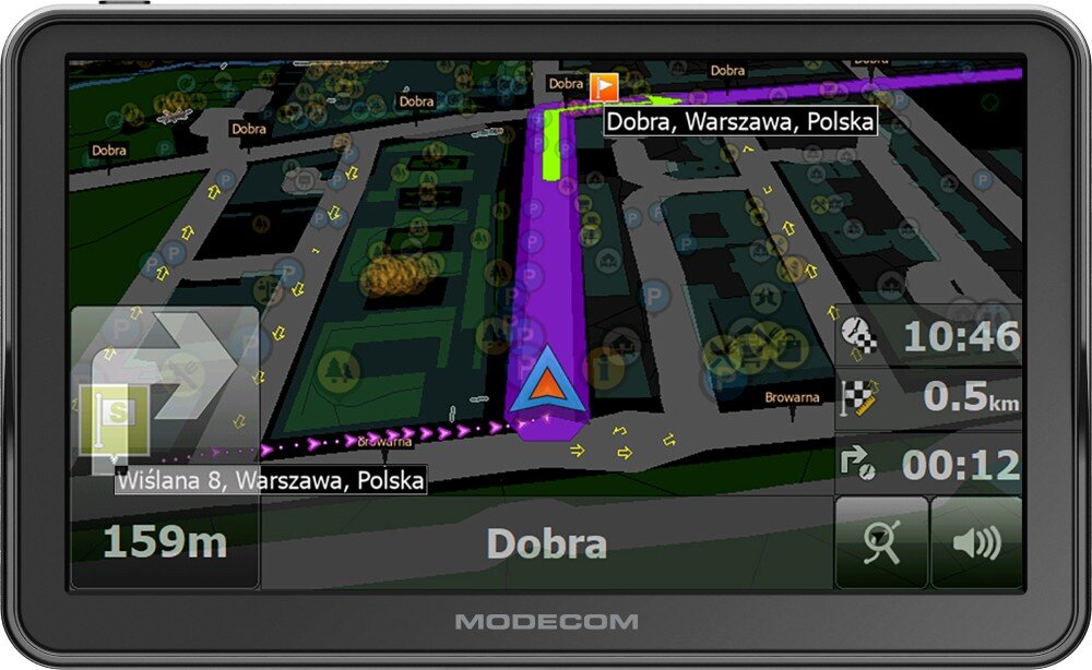 Nawigacja MODECOM FreeWAY CX 7.3 ekran przekątna obraz obsługa