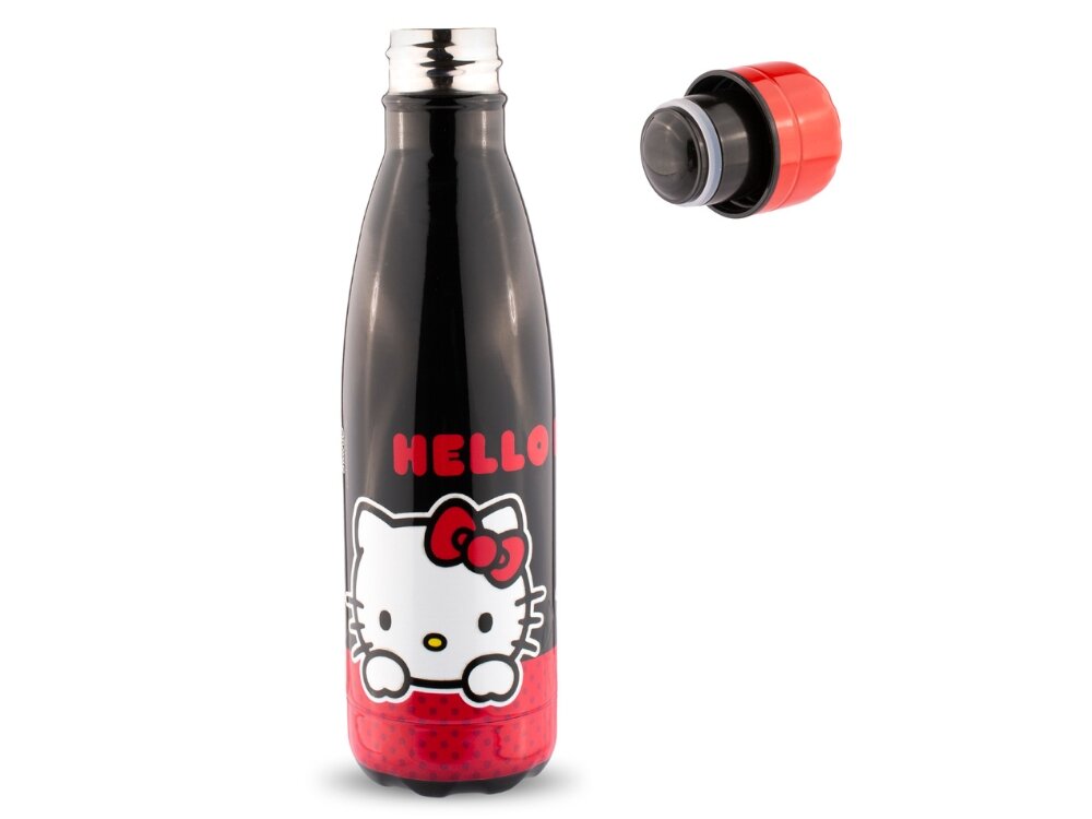 Butelka CORIEX Hello Kitty czarna szczelna kompaktowa prezent 500 ml szczelna zakrętka, kompaktowe wymiary, lekka konstrukcja