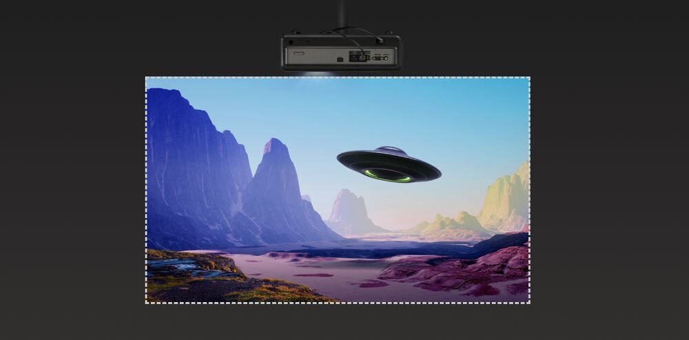 Projektor VIEWSONIC X1-4K Pro pionowa regulacja przesunięcia obiektywu bez narzędzi, projektor wyświetlający obraz na ścianie