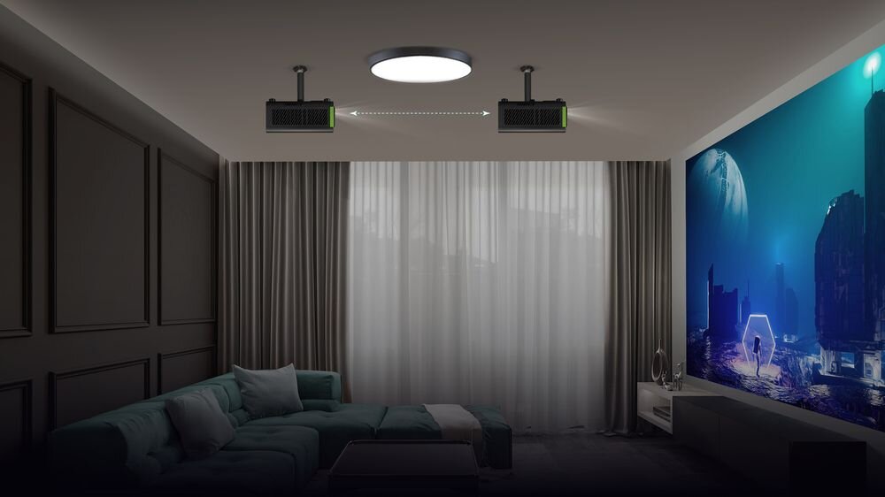 Projektor VIEWSONIC X1-4K Pro zoom optyczny 1,3x dopasowanie instalacji, projektor wyświetlający obraz na ścianie