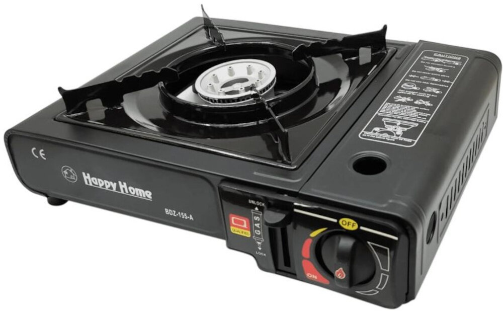 Kuchenka turystyczna EXTRALINK EX.39500 kuchenka na białym tle widoczna pod skosem obudowa z metalu odporność na uszkodzenia mechaniczne stabilność lekka konstrukcja o wadze około 1,6 kg bezpieczeństwo podczas gotowania metalowa obudowa