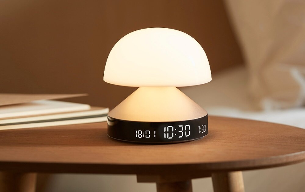 Budzik z lampką Lexon Mina Sunrise budzik pobudka sen poranek lampka wielokolorowa kolory