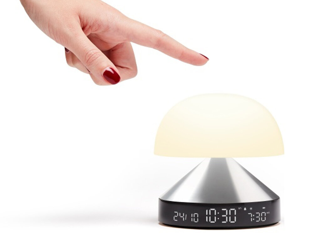 Budzik z lampką Lexon Mina Sunrise rutyna lampa atmosfera