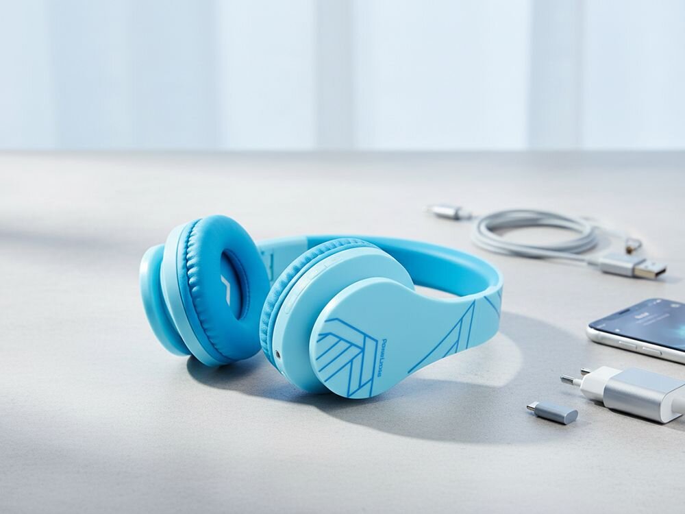 Słuchawki nauszne POWERLOCUS P2 Kids dla dzieci wygodne bezpieczne użytkowanie, słuchawki nauszne leżące na blacie