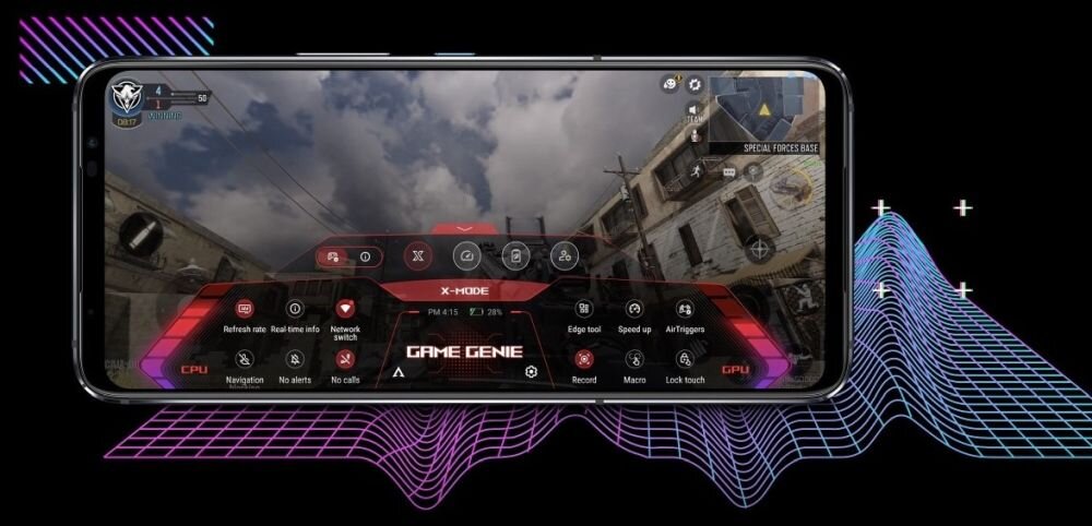 Smartfon ASUS ROG Phone 6 Pro  ekran bateria aparat procesor ram pamięć pojemność rozdzielczość zdjęcia filmy opis dane cechy blokady system łączność wifi bluetooth obudowa szkło odporność porty muzyka transfer sieć przekątna matryca waga czujniki