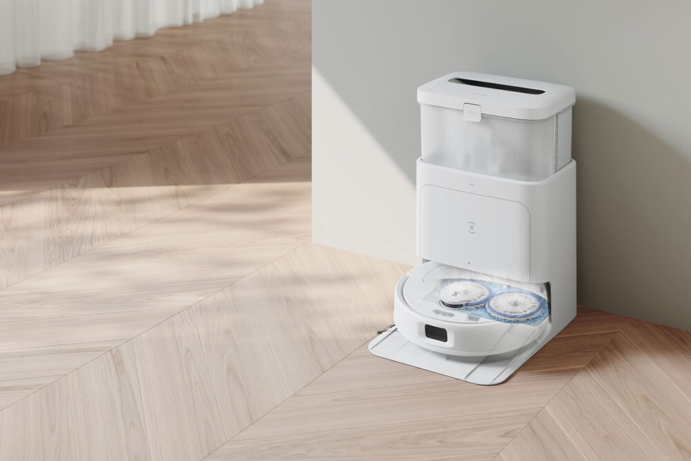 Robot sprzątający ECOVACS Deebot N30 Pro Omni Biały stacja OMNI wygoda system czyszczenia mopa mycie mopa w 60 stopniach suszenie gorącym powietrzem o temperaturze 40 stopni ciągłe sprzątanie i higienę inteligentne zbieranie kurzu worek an kurz pojemność 2,6 l bezobsługowe higieniczne efektywne sprzątanie