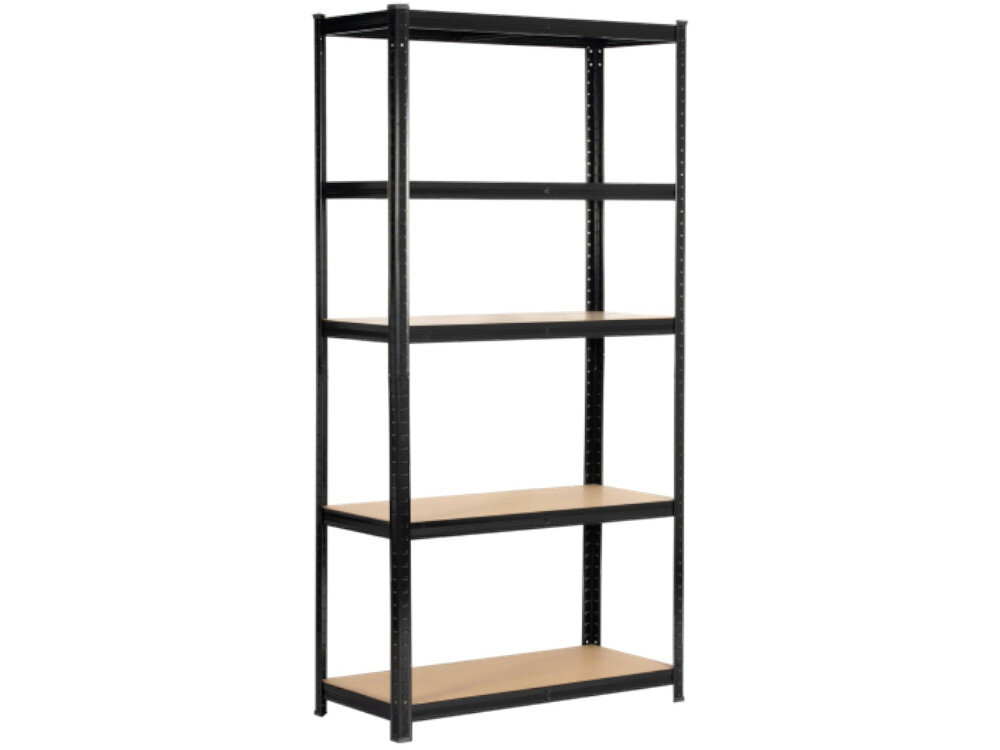 Regał magazynowy EXTRALINK EX.36776 180 x 90 x 40 cm, nośność, półki, metal, stabilny, na baiłym tle regał w pełni rozłożony frontem prawo skos