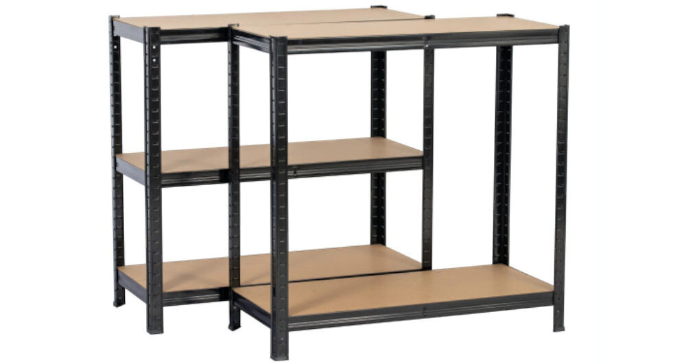 Regał magazynowy EXTRALINK EX.36776 180 x 90 x 40 cm, garaż, spiżarnia, dostępny, uporządkowany, na białym tle regał złożony na 2 mniejsze