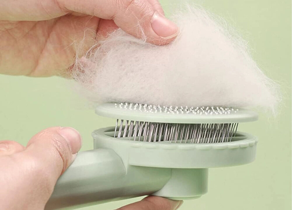 Szczotka do sierści EXTRALINK PET-815 Czystość jednym przyciskiem Mechanizm samooczyszczania po naciśnięciu przycisku