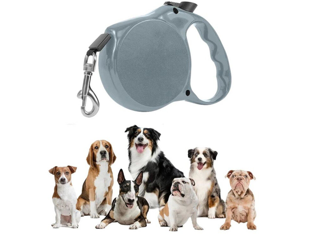 Smycz EXTRALINK PET-830 S (5 m - 15 kg) Szary wygląd design tło prezentacja wizualizacja Komfortowy spacer z pupilem