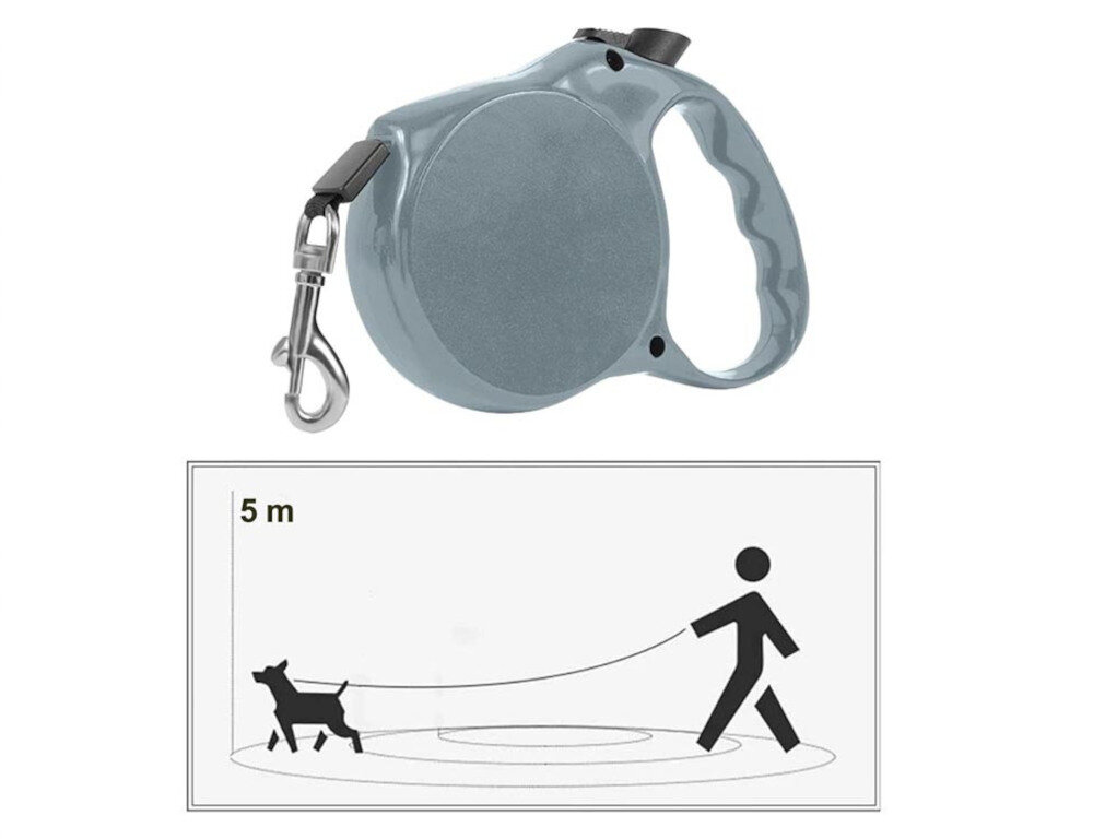 Smycz EXTRALINK PET-830 S (5 m - 15 kg) Szary uniwersalny wygląd Szary kolor kolorystyka prezentuje się estetycznie i profesjonalnie