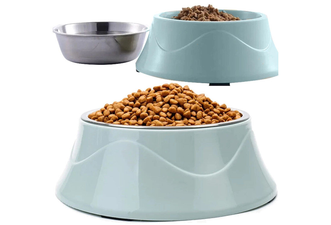 Miska EXTRALINK PET-823 Komfort dla Ciebie i pupila Podwójna miska  Dwie osobne komory podanie wody oraz karmy suchej i mokrej