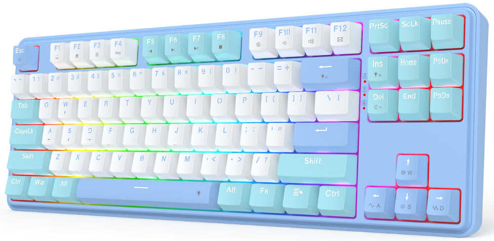 Klawiatura REDRAGON K707WBB-RGB StarBlade
przemyślana konstrukcja, która łączy solidność z estetyką, keycapy wykonane z materiału PBT, kompaktowy rozmiar ok. 405 × 170 × 60 mm, ergonomiczny design, produkt na białym tle