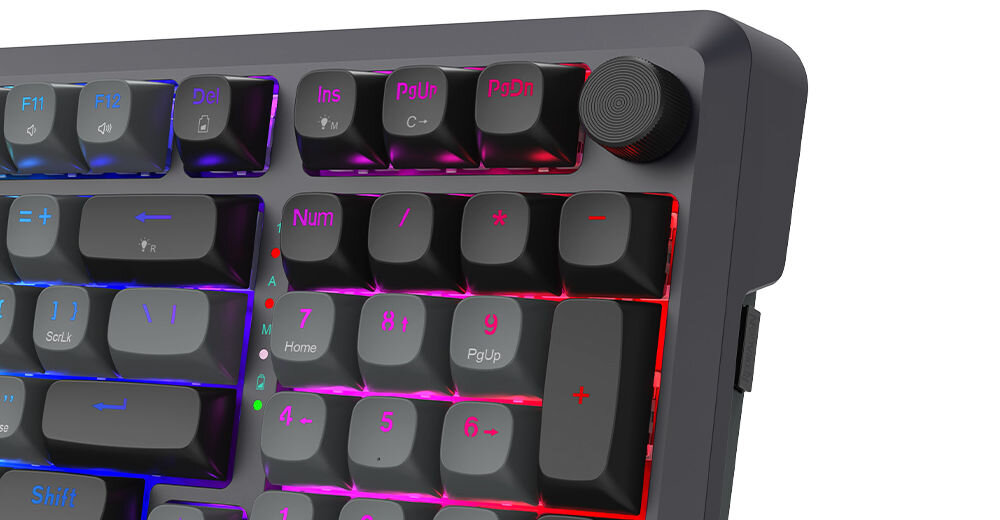 Klawiatura K688GB-RGB-PRO Bragi
funkcyjne pokrętło, produkt na białym tle, zbliżenie na pokrętło