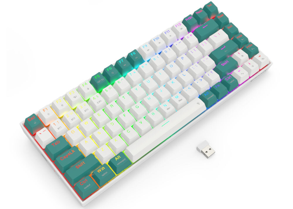Klawiatura K678WG-RGB-PRO Singed
wytrzymałe klawisze PBT wykonane w technologii Double Injection PBT, połączenie bieli z zielonymi akcentami,
produkt na białym tle