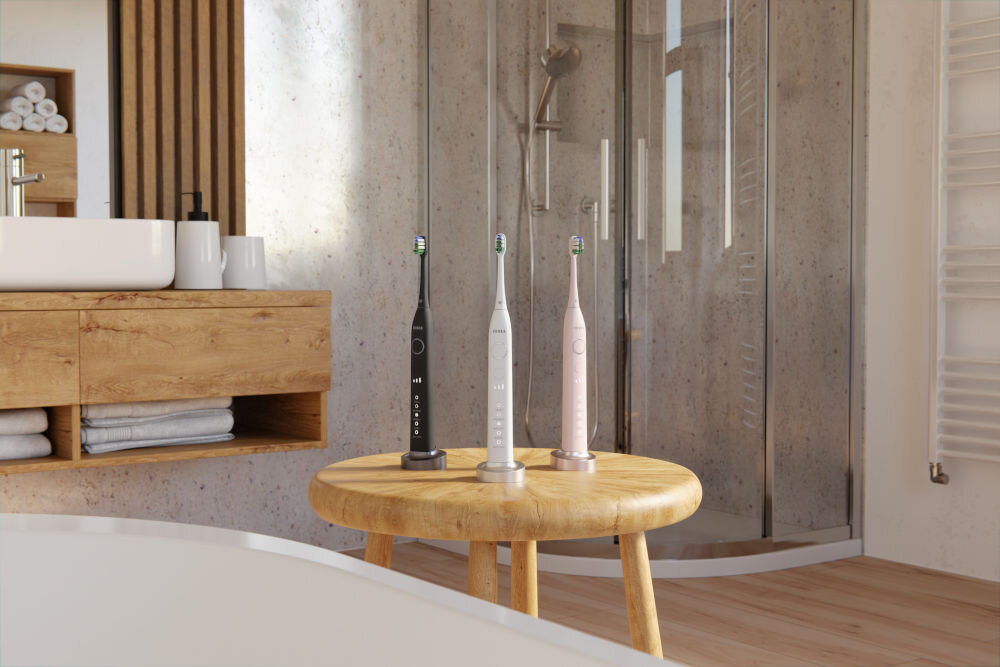 Szczoteczka soniczna TESLA TS400 Różowy precyzyjne czyszczenie zębów częstotliwość 48 000 ruchów na minutę pięć trybów pracy codzienne czyszczenie Clean intensywniejsze ProClean wybielanie White+ polerowanie Polish tryb delikatnej pielęgnacji dziąseł GumCare trzy poziomy intensywności dopasowanie szczotkowanie do indywidualnych potrzeb funkcja interwału co 30 sekund przypomnienie o zmianie obszaru szczotkowania dwuminutowy timer optymalny czas mycia zębów zwiększona efektywnosć mycia