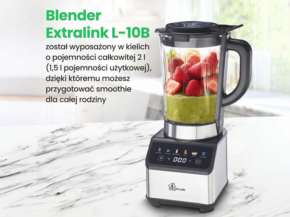 Blender kielichowy EXTRALINK L-10B 1200W Dotykowy ekran 6 programów kruszenie lodu dzbanek 1.5L intuicyjny ekran dotykowy, oszczędność czasu, prosta obsługa, wygoda