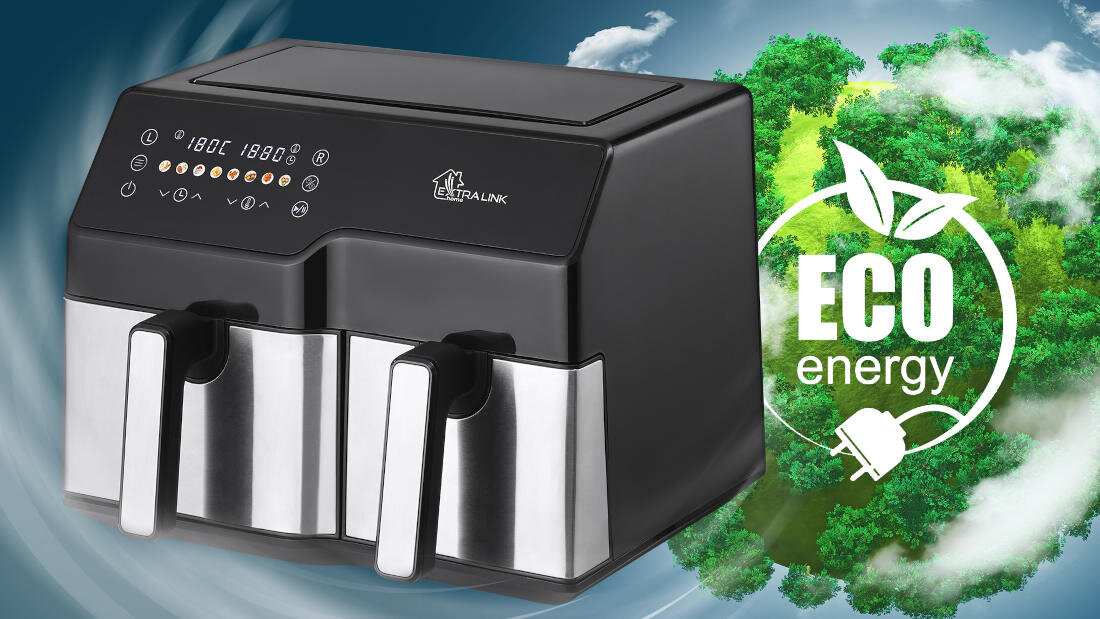 Frytkownica beztłuszczowa EXTRALINK SJ-1000 Air Fryer oszczędność energii moc szybkie przygotowanie posiłków porcje ekologia