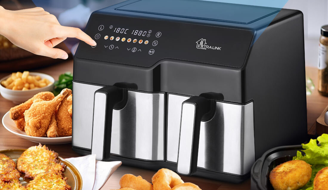 Frytkownica beztłuszczowa EXTRALINK SJ-1000 Air Fryer Precyzyjna kontrola gotowania wbudowany timer regulacja temperatury ustawienia zakres kontrola proces dostosowanie smak potrawa konsystencja