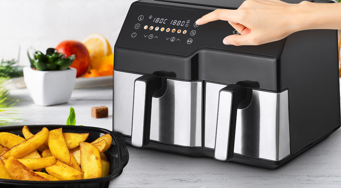 Frytkownica beztłuszczowa EXTRALINK SJ-1000 Air Fryer Łatwa obsługa panel sterowania 8 programów frytki ryba pieczywo rezultaty