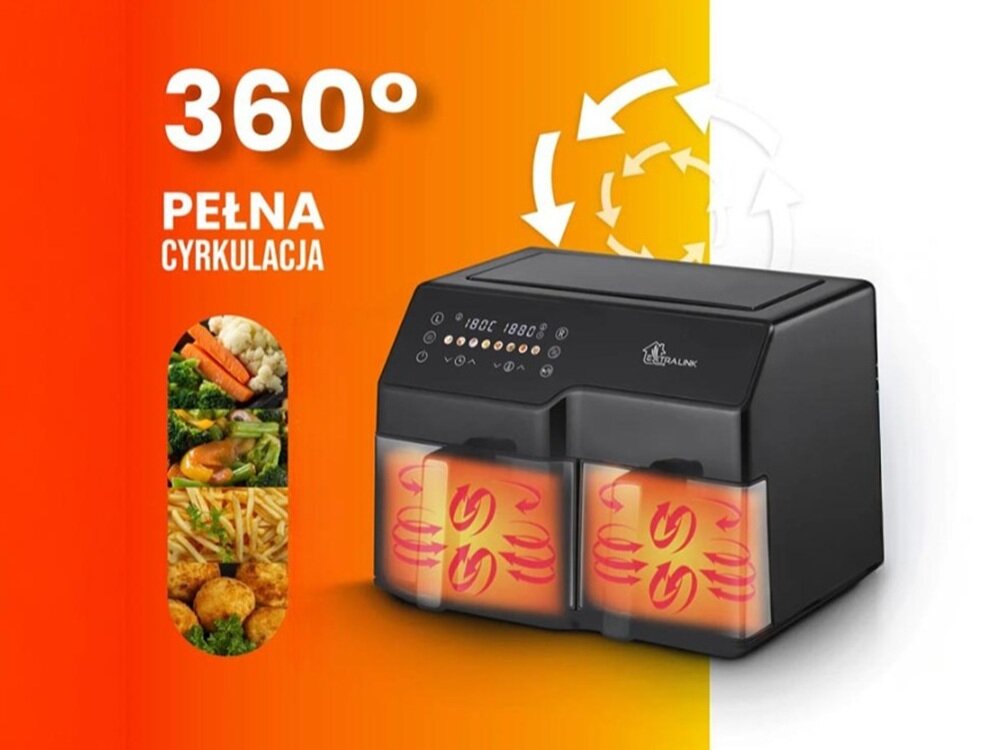 Air Fryer Frytkownica beztłuszczowa EXTRALINK SJ-1000 cyrkulacja gorącego powietrza, smażenie z małą ilością tłuszczu, zdrowe odżywianie, wygodne korzystanie