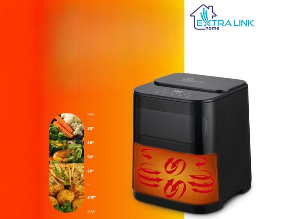 Air Fryer Frytkownica beztłuszczowa EXTRALINK SJ-520 automatyczne wyłączanie, nienagrzewająca się obudowa, większe bezpieczeństwo, antypoślizgowe nóżki, nieprzywierająca powłoka
