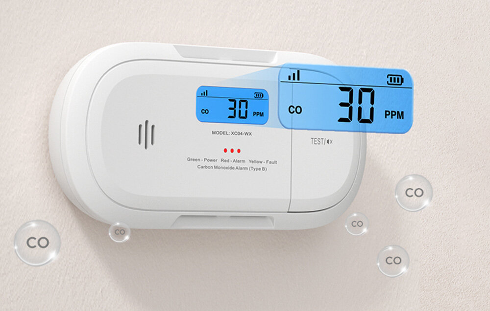 Czujnik tlenku węgla X-SENSE XC04-WX Wi-Fi, Precyzyjna detekcja zagrożeń, Czujnik wskazujący niską wartośc czujnika 30 ppm