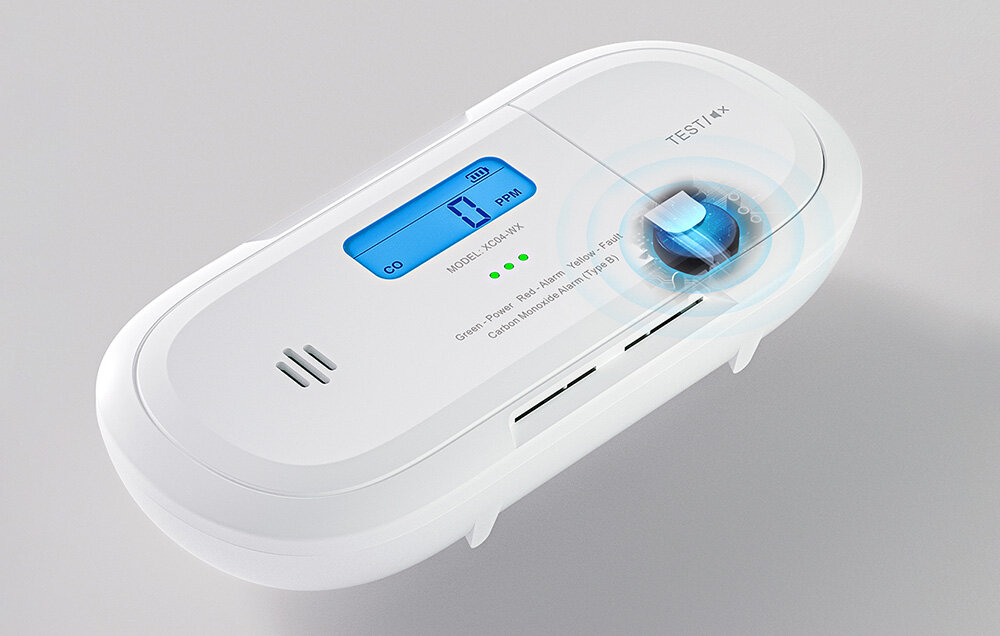 Czujnik tlenku węgla X-SENSE XC04-WX Wi-Fi, Długotrwała ochrona, Wizualizacja czujnika i baterii w niej zamontowanej