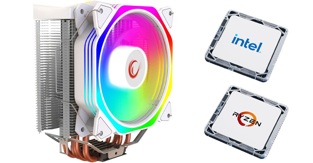 RAMPAGE Octagon C50 Chłodzenie procesora LGA 1700/AM5 1800RPM wentylator 120mm ARGB kompatybilne z procesorami Intel socket LGA 1700 AMD socket AM5 wszechstronne rozwiązanie uniwersalność różne platformy szeroka kompatybilność
