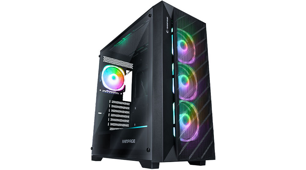 RAMPAGE Lyra Mesh Obudowa PC Mid-T 3x wentylator RGB czarna czas na grę