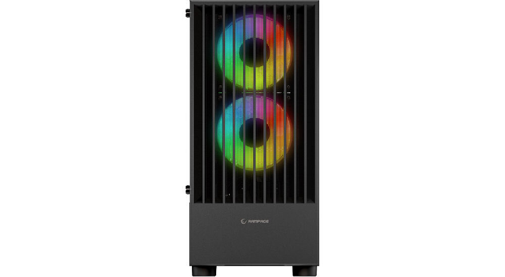 RAMPAGE Lyra Mesh Obudowa PC Mid-T 3x wentylator RGB czarna obudowa typu Mid Tower kompaktowe wymiary 426 x 200 x 365 mm przestronna obudowa obsługa płyt Mini-ITX Micro-ATX wszechstronność estetyka funkcjonalność oszczędność przestrzeni