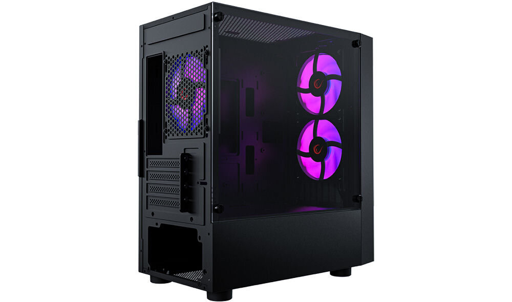RAMPAGE Lyra Mesh Obudowa PC Mid-T 3x wentylator RGB czarna trzy wentylatory z podświetleniem RGB wydajny przepływ powietrza efektywny system chłodzenia lepsza wydajność dłuższa żywotność intensywne uzytkowanie wielogodzinne granie renderowanie
