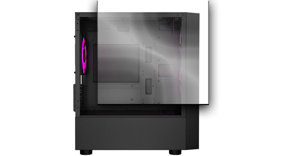 RAMPAGE Lyra Mesh Obudowa PC Mid-T 3x wentylator RGB czarna boczny panel szkło hartowane przezroczysta powierzchnia starannie rozmieszczone podzespoły efektowne oświetlenie RGB zwiększone walory estetyczne stylowy wygląd jakość design