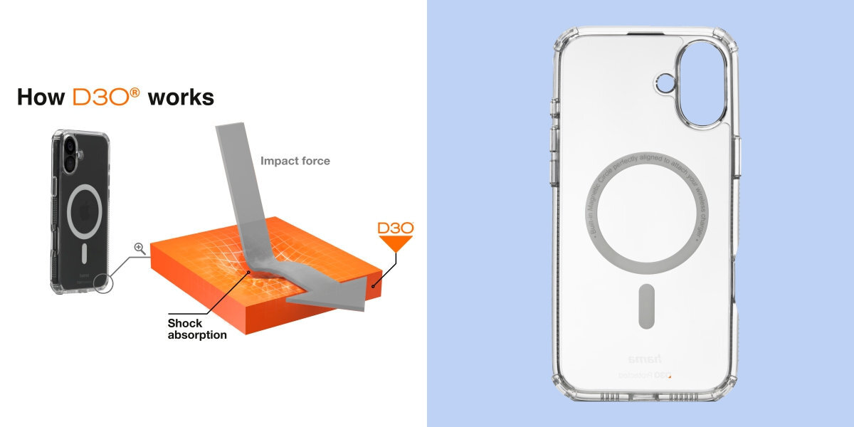 HAMA Extreme Protect MagCase smartfona D3O® wysoką odporność na upadki, uderzenia i wstrząsy