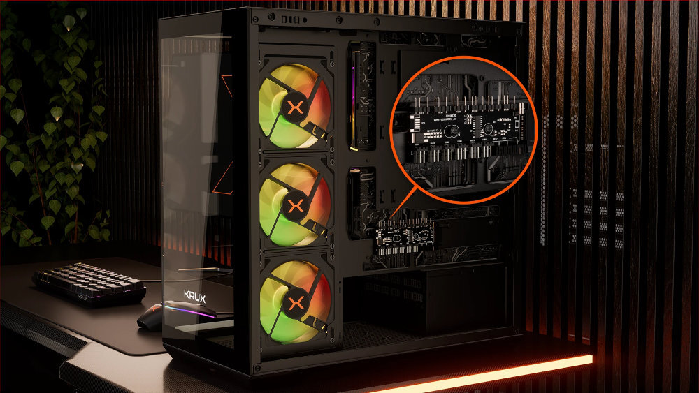 Obudowa KRUX Exo hidden-connector czystej i estetycznej konfiguracji wtyki tyłu obudowy