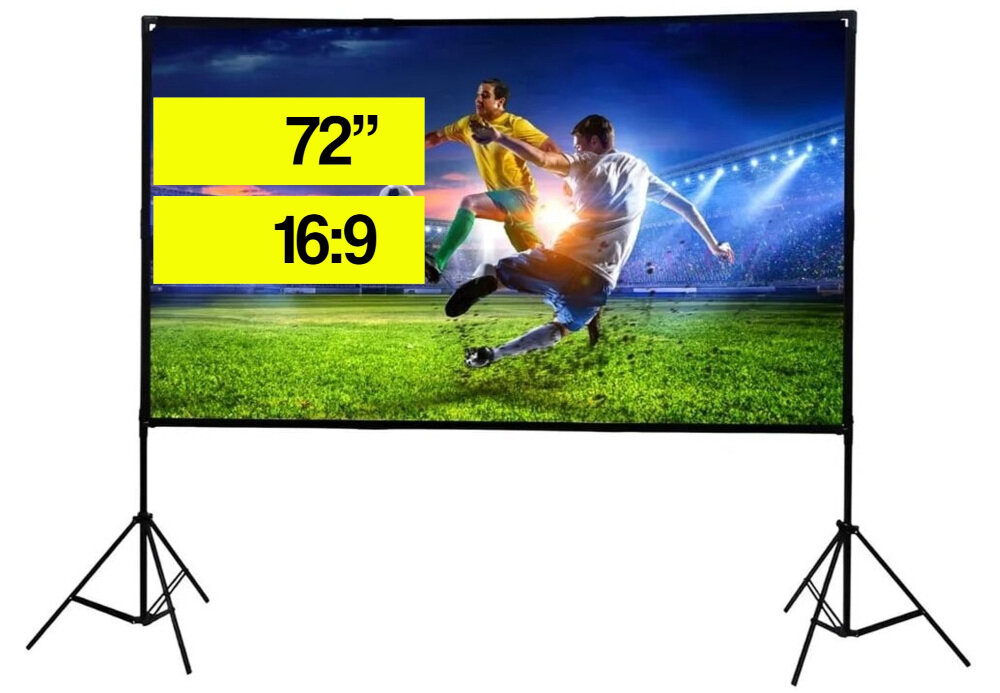 Ekran projekcyjny EXTRALINK Foldable Projection Screen PSF-72 mobilny składany lekka konstrukcja, ekran projekcyjny od frontu na białym tle